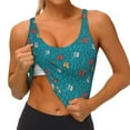 thumbnail image 3 of Picia Funny Cat Blue Sports Bra for Women,Padded Strappy Sports Bras Medium Support Yoga Bra with Removable Cups,Running Yoga Bra-XX-Large, 3 of 9