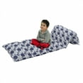 thumbnail image 1 of Dahlia Flower Floor Pillow Lounger Cover, Dotted Digital Paint of Dahlia Botanical Curved Rolled Wild Ray Blunts Design, Nap Mat Printed Fabric Case for 5 Pillows, 88" x 36", Blue White, by Ambesonne, 1 of 5