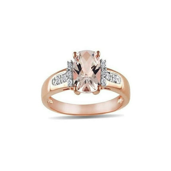 1 Carat Morganie and Diamond Engagement Ring in 14k Rose Gold affordable morganite & diamond engagement ring