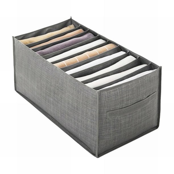 Organizador de ropa para armario de 2 piezas, caja de almacenamiento con compartimentos para jeans plegable para organizar cajones y armarios, 3
