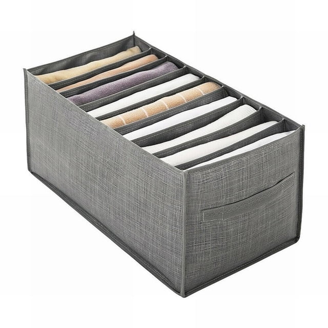 Organizador de ropa para armario de 2 piezas, caja de almacenamiento con compartimentos para jeans plegable para organizar cajones y armarios, 3