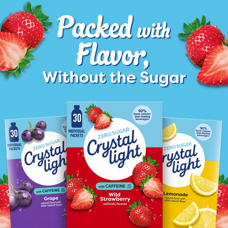 4 pack) Crystal Light Drink Mix with Caffeine, 30 Packets, for