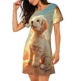 thumbnail image 2 of Lsque Sunshine Golden Cloud Dog Pattern Nightgowns for Women Sleep Shirts Short Sleeve Nightshirt Pullover Nightdress Soft Sleepwear Relaxed Fit Nightdress, 2 of 6