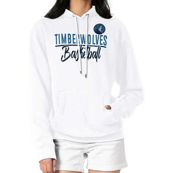 Women's G-III 4Her by Carl Banks White Minnesota Timberwolves Graphics Fleece Pullover Hoodie