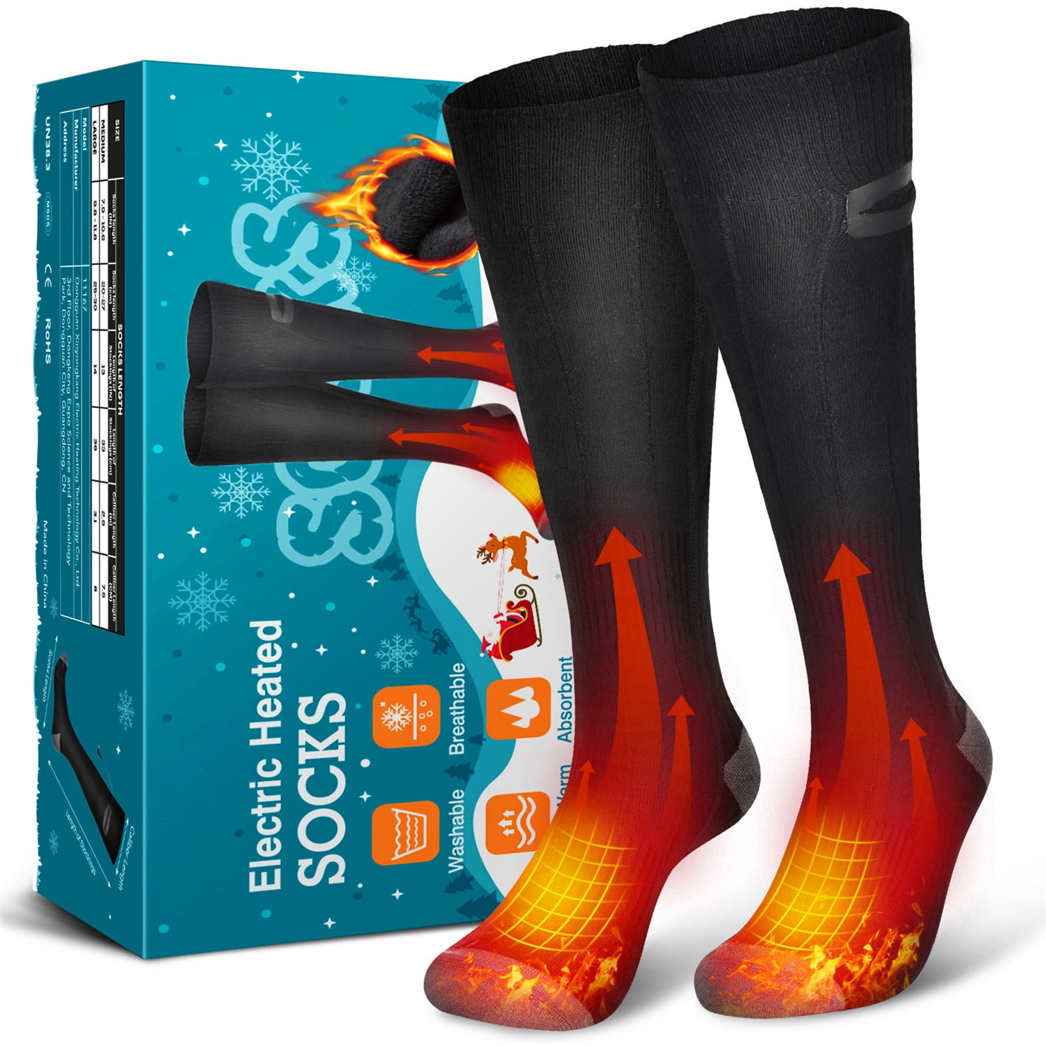 4000mAh Electric Heated Socks Boot Feet Warmer Rechargable Battery Unisex Socks 