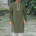 thumbnail image 4 of ZenCart Men's Kaftan Robe O-Neck Long Sleeve Abaya Breathable Button-up Thobe Arabic Ihram Clothing for Casual Occasions Prayers, 4 of 8