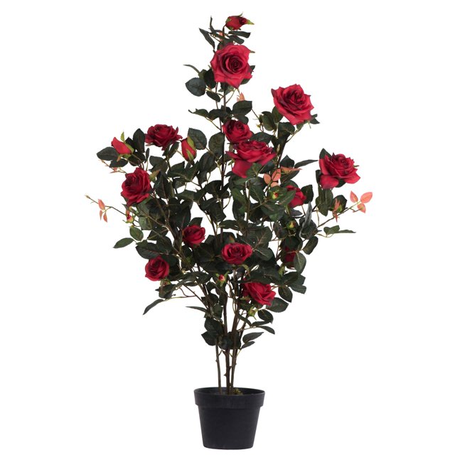 Planta artificial de rosas rojas Vickerman Everyday 45 con maceta