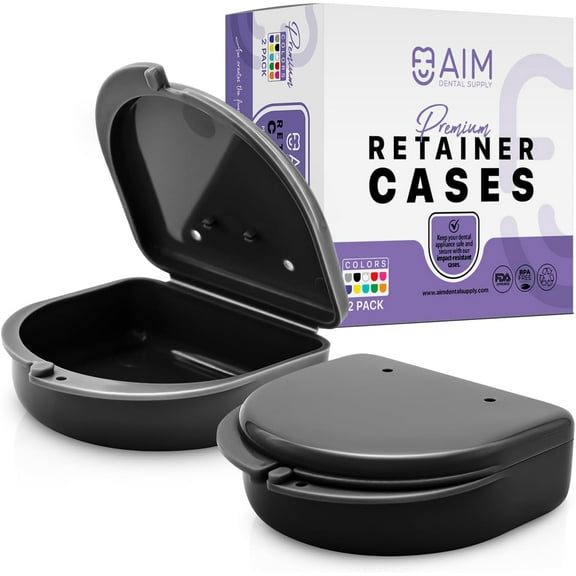 2 Pack Retainer Case, Perfect Retainer Holder with Vent Holes, Mouth Guard Case, Aligner Case, Retainer Cases - Black