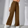 thumbnail image 5 of jtjvou Women’s Wide Leg Sweatpants Baggy Drawstring High Waisted Joggers Lounge Sweat Pants with Pockets 2025 Fall Brown S, 5 of 8
