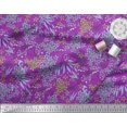 thumbnail image 2 of Soimoi Purple Poly Georgette Fabric Leaves & Floral Hand Drawn Decor Fabric Printed Yard 42 Inch Wide, 2 of 3
