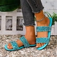 thumbnail image 4 of Mqqzkk Womens Two Strap Slipper Casual Comfortable Slide Sandals Summer Casual Daily Soft Faux Leather Flat Sequins Slippers, 4 of 9