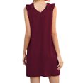 thumbnail image 3 of Women Ruffle Spliced Sleeveless V Neck A-line Mini Dress, 3 of 3