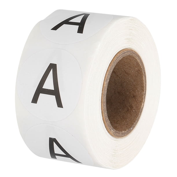 Etiquetas de Inventario Uxcell Letra A, Pegatinas de Letras Mayúsculas de 1 Pulgada, Etiquetas Redondas Autoadhesivas (1 Rollo/Total 500 Pcs)