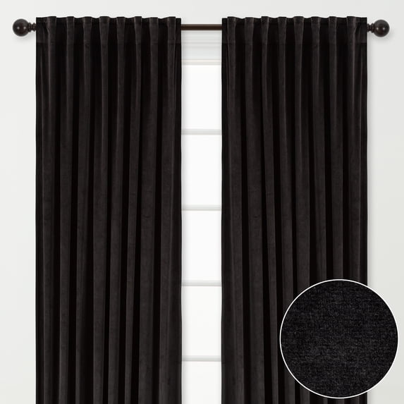 Chanasya Blue Velvet Curtains Panel Set 2 -Piece - Classy Partial Blackout Curtain Room Darkening Curtains Drapes for Living Room Bedroom Patio - Window Treatment - 108 Inch Length Long - Midnight