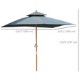 thumbnail image 3 of Outsunny 10x10ft Square Patio Umbrella Wooden Garden Market Parasol, 3 of 10