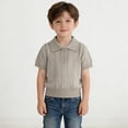 thumbnail image 5 of GiLiling Kids Collared Knit Shirt - Short Sleeve Solid Color Lightweight Sweater Polo Top for Boys Girls Summer Wear (Beige, 6-7 Years), 5 of 6