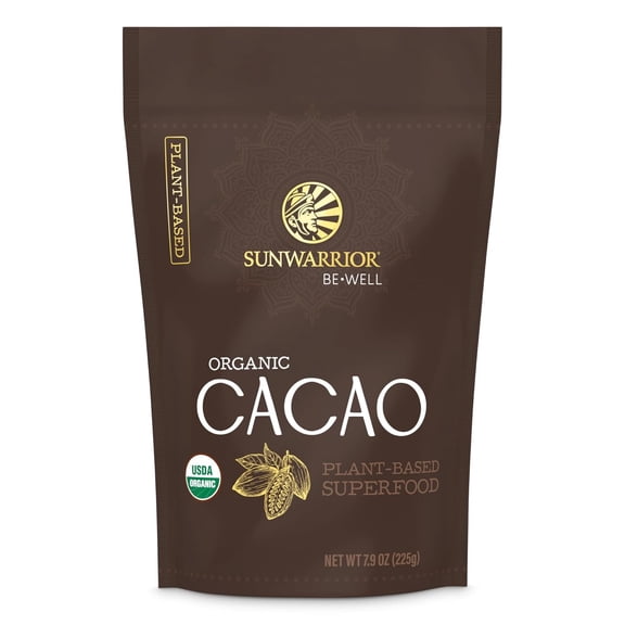 Sunwarrior Be Well Organic Cacao Powder, Unsweetened Non-Alkalized Superfood Supplement, Antioxidant Support, 7.9 oz