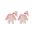 thumbnail image 2 of BemeyourBBs Toddler Baby Girl One Piece Swimsuit Infant Bathing Suit Long Sleeve Floral Rash Guard Half Zipper Swimwear Sunhat Set UPF 50+, 2 of 9