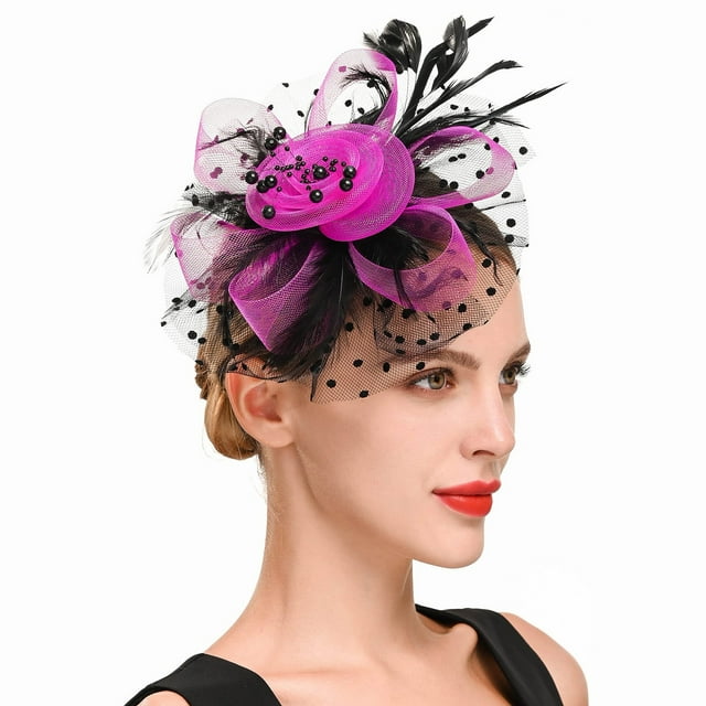 Hat For Women Wedding Flower Cocktail Mesh Feathers Hair Clip Tea Party Headband