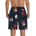 thumbnail image 3 of KLL Vintage Rose Men's Casual Summer Beach Shorts Hawaiian Shorts with Pockets-Medium, 3 of 5