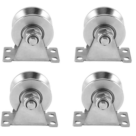 

4-Pack V-Type Stainless Steel Pulley Block Mute Bearings Groove Sliding Roller Wheel