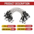 thumbnail image 2 of (500 Pcs) 24” Heavy Duty Adjustable Bungee Cords with hook - Polypropylene (PP) Bungee Cords for Outdoor Camping, Household - Extendable upto 36 inches, 2 of 8