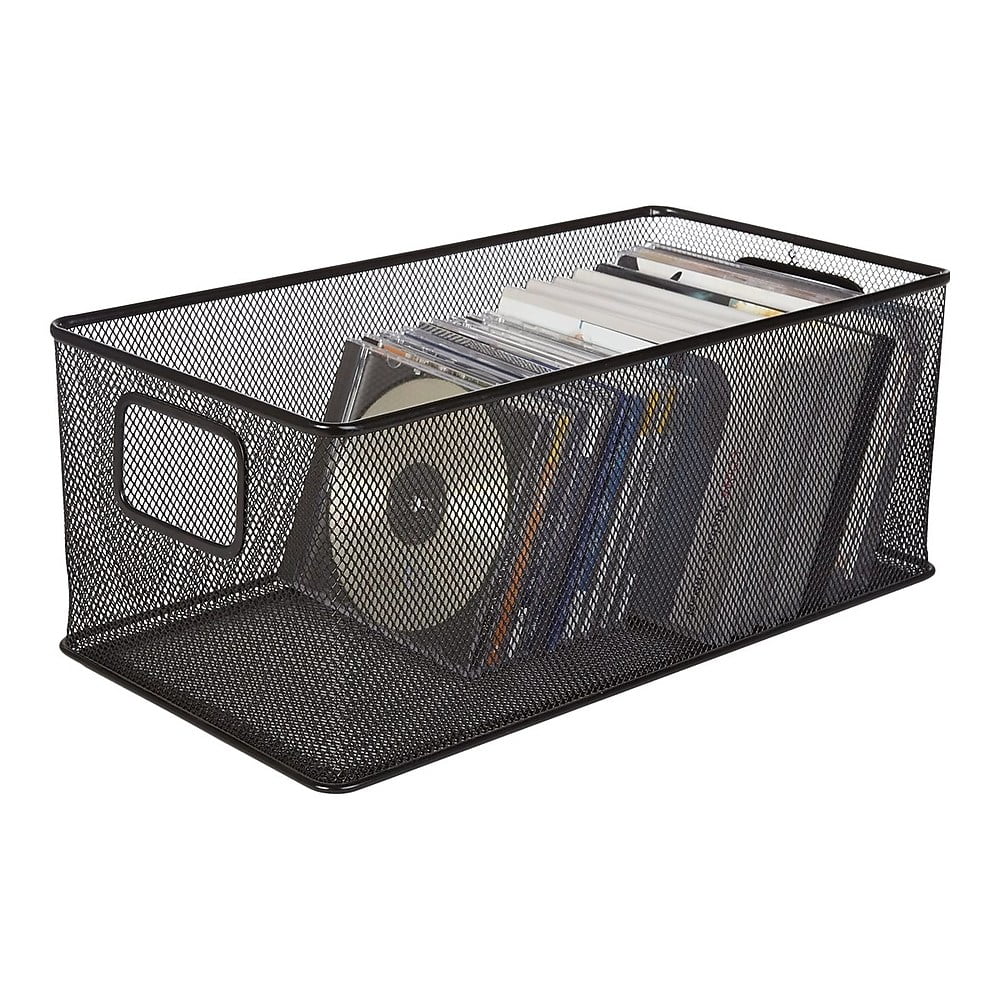 Staples Black Wire Mesh Large DVD Storage Box 222814
