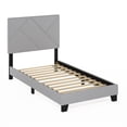 thumbnail image 4 of Furinno Skylar Geometric Design Headboard Bedframe, 12PC Slat Style, Glacier, Twin, 4 of 5