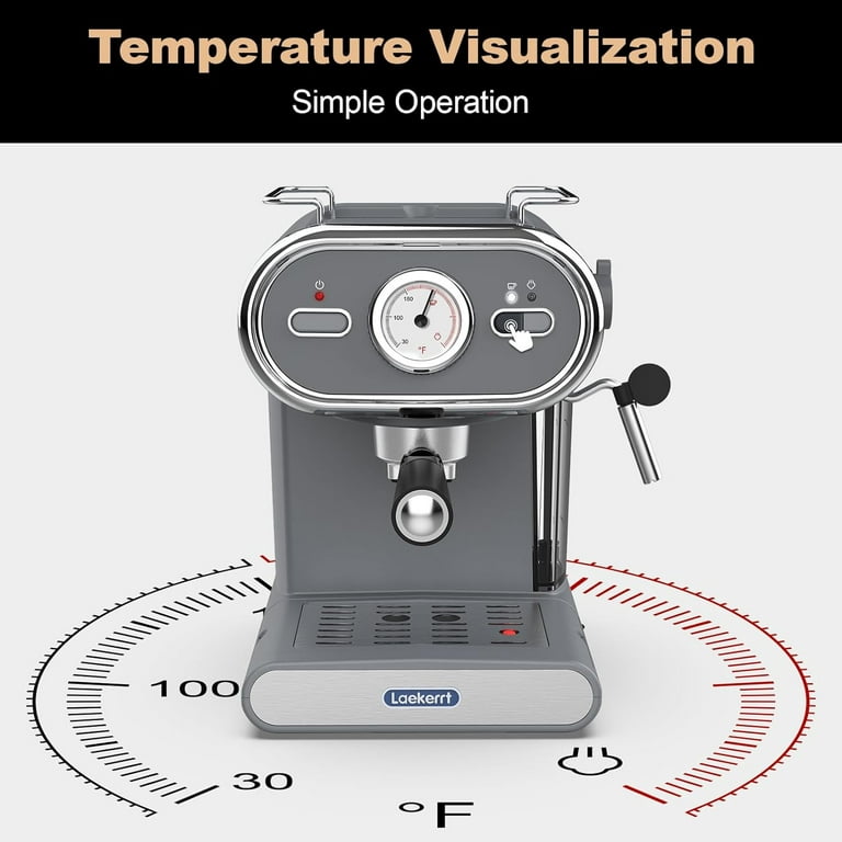 Laekerrt Espresso Machine with Visible Thermometer, 20 Bar Pump