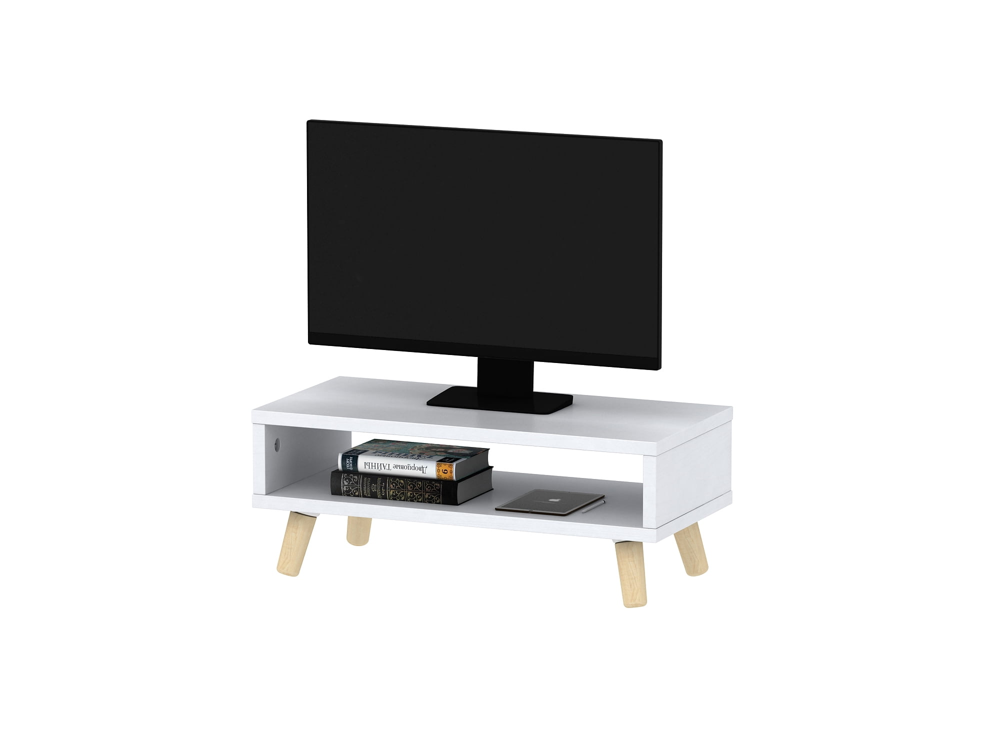 Mainstays Desk Riser with Wood Legs, White Wood Grain Finish. 9 in Width