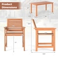 thumbnail image 3 of Gymax 7-Piece Patio Wood Dining Table Set Outdoor Rectangular Table and 6 Armchairs, 3 of 9