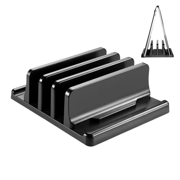 Vertical Laptop Stand – 3-Slot Computer Stand for Desk, Space-Saving Holder for Laptops, Tablets & Notebooks, Heavy Duty PC Stand with Footprint for Home Office