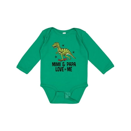 

Inktastic Mimi and Papa Love Me Grandchild Dinosaur Gift Baby Boy Long Sleeve Bodysuit