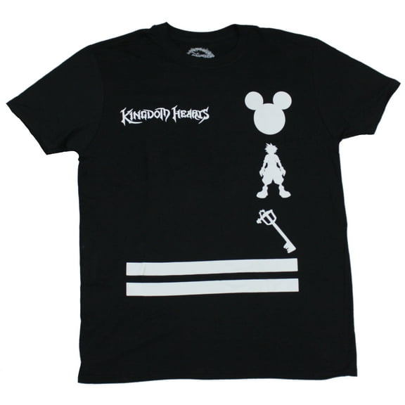 Kingdom Hearts Mens T-Shirt - Black And White Game Silhouette Images (Small)