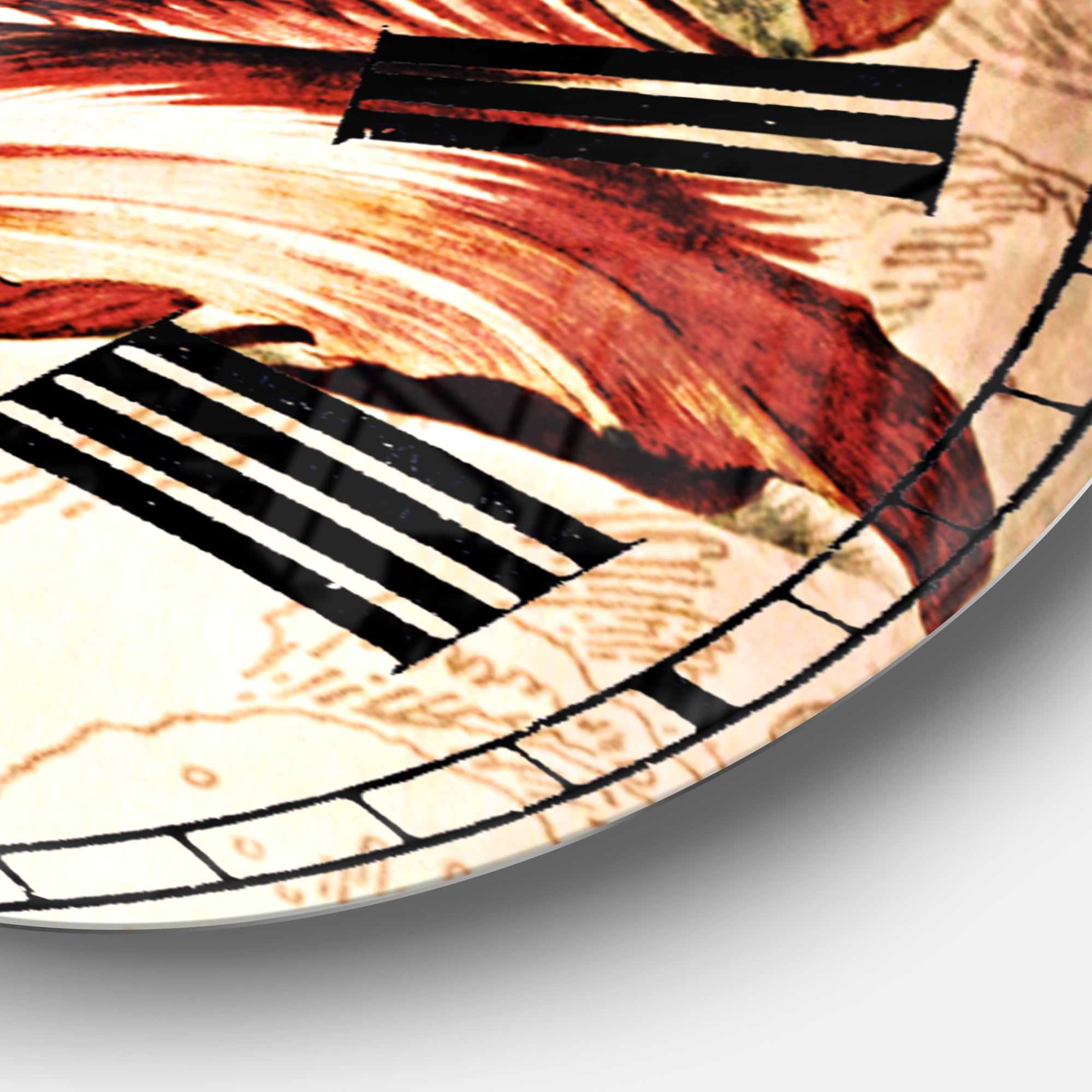 Designart 'Red Floral Pattern with Butterfly' Traditional wall clock