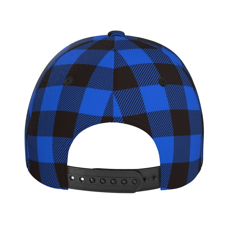 Picia Buffalo Plaid Blue Black pattern Trucker Low Profile Hat Men