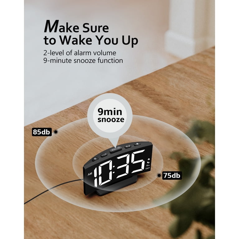 Mpow Curved Digital Alarm Clock, White photo 5