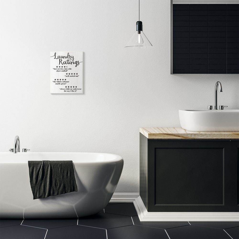 Stupell Industries Laundry Rating Five Star Bathroom Funny Word Design Wall Plaque by Daphne Polselli
