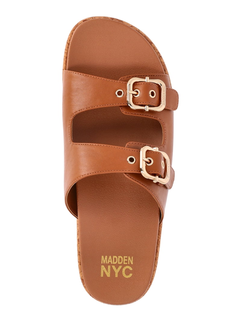 Madden NYC Women's Faux Leather Buckle Slide Sandals - Walmart.com