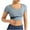 Blue, variant on Workout Crop Tops for Women Short Sleeve Athletic Shirts Scoop Neck Yoga Top Slim Fitted Gym Tees