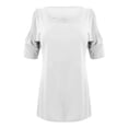 thumbnail image 3 of White Women's Short Sleeve T-shirt, Womens Summer Tops V Neck Short Sleeve Basic Plain Tee T Shirt,Women's Short sleeve T-shirt XL, 3 of 5