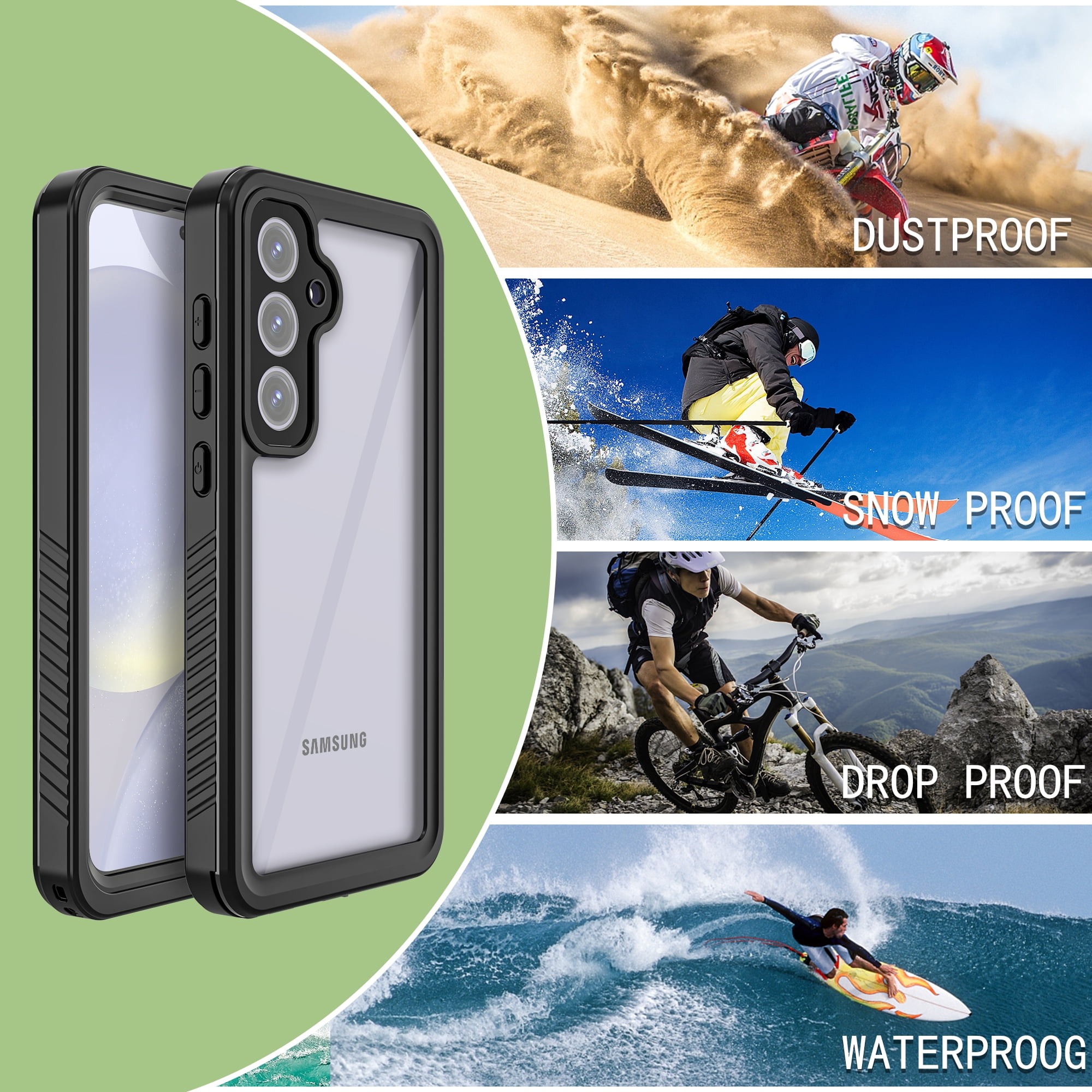 ELEHOLD for Samsung Galaxy S25 FE Waterproof Case, Built-in Screen Protector Full-Body Rugged Shockproof Military Drop Proof Dustproof IP68 Underwater Heavy Duty Case for Samsung Galaxy S25 FE,Black