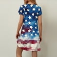 thumbnail image 3 of Women's Casual Summer Dress American Flag Inspired Short Sleeve V-Neck Loose Fit with Pocket for 4th of July, 3 of 4