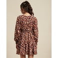 thumbnail image 3 of Moomaya Womens Printed Viscose Dress, Balloon Sleeves V-Neck Smocked Waist Short Dress, 3 of 8