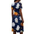 thumbnail image 5 of Womens Halloween Dress Bat Short Sleeve Pumpkin Funny Wedding Guest Dress Witch Hat V Neck Casual Wrap Dresses 3XL, 5 of 5