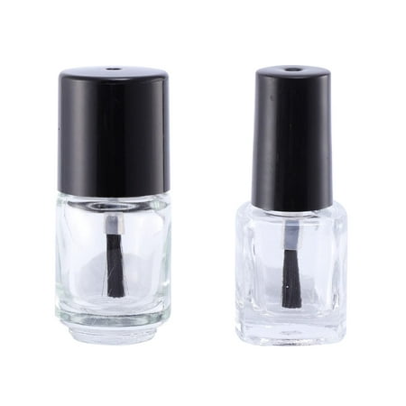 Empty Nail Polish Bottle Set Clear Glass Bottles with Soft Brush and  Leakproof Black Cap Resuable Nail Polish Bottle for Salon Nail Art Home DIY  (10pcs Round+ 10pcs Square) | Walmart Canada