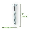 thumbnail image 4 of (5 pack) Hillman Wood Screws, #12 x 2", Steel, Zinc Finish, Phillips, Silver, 7 pack, 4 of 9