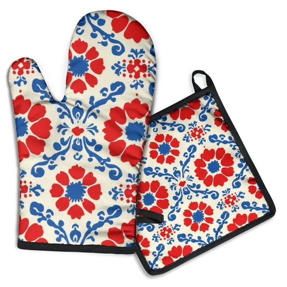 2-Piece Modern Art Pioneer Flower Kitchen Linen Sets