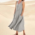 thumbnail image 7 of Summer Plus Size Dresses for Womens 2025 Fashion Casual Solid Color Sleeveless Round Neck Pocket Dress Skirt, 7 of 7