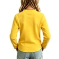 thumbnail image 5 of WAVSUF Girls Cotton Tee Long Sleeve Round Neck Cartoon Printed Fall Daily Casual Top Yellow 7-8, 5 of 6